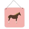 Micasa Percheron Horse Pink Check Wall or Door Hanging Prints6 x 6 in. MI229776